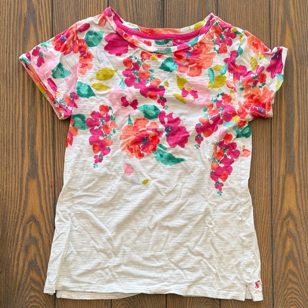 Joules Floral Short Sleeve Tee - Pink and Green